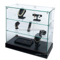 Mesa para joalheria para loja de varejo Bancada de madeira com base em madeira de 3 camadas Expositores de vidro para relógio italiano